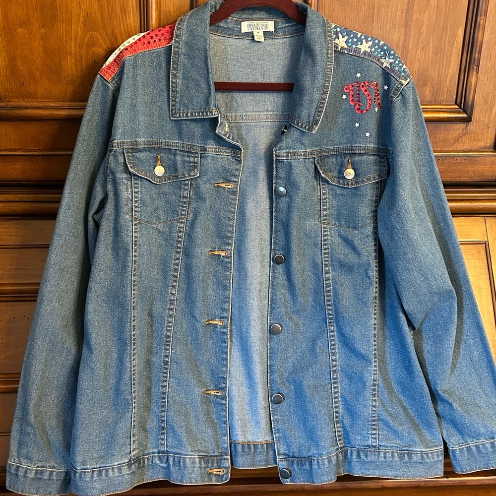 Vtg Bradford Exchange Patriotic Denim Jacket Size Medium - Picture 4 of 12